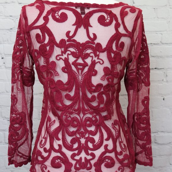 2/$30 Red Embroidered Express Top - Picture 5 of 7